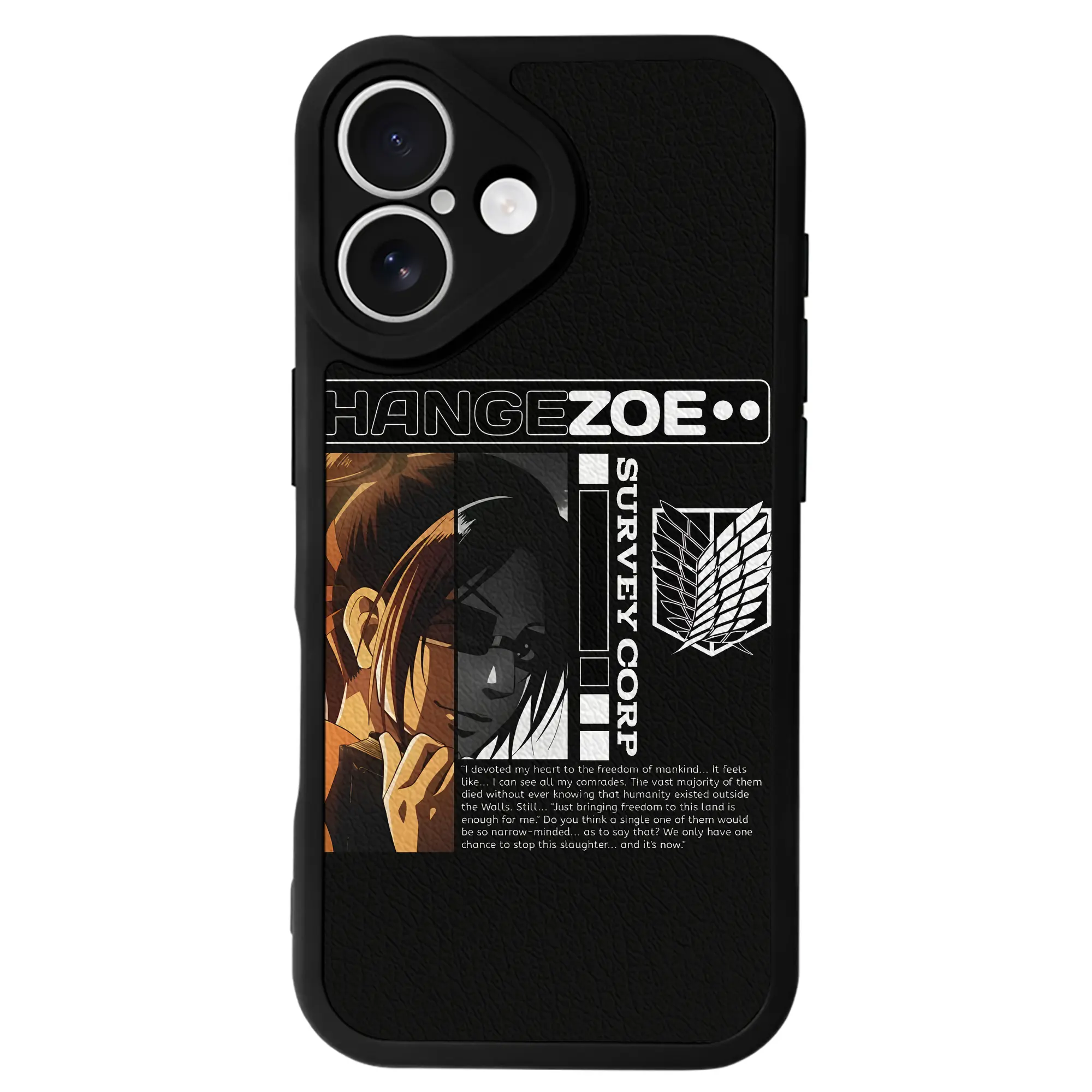 進撃の巨人 グッズ ハンジ・ゾエ - IPhone 16シリーズ対応 ・ シリコンスマホケース ・ レザー調 ・ 高精度フィット ・ 耐衝撃 ・ ワイヤレス充電対応 ・ 精密カット